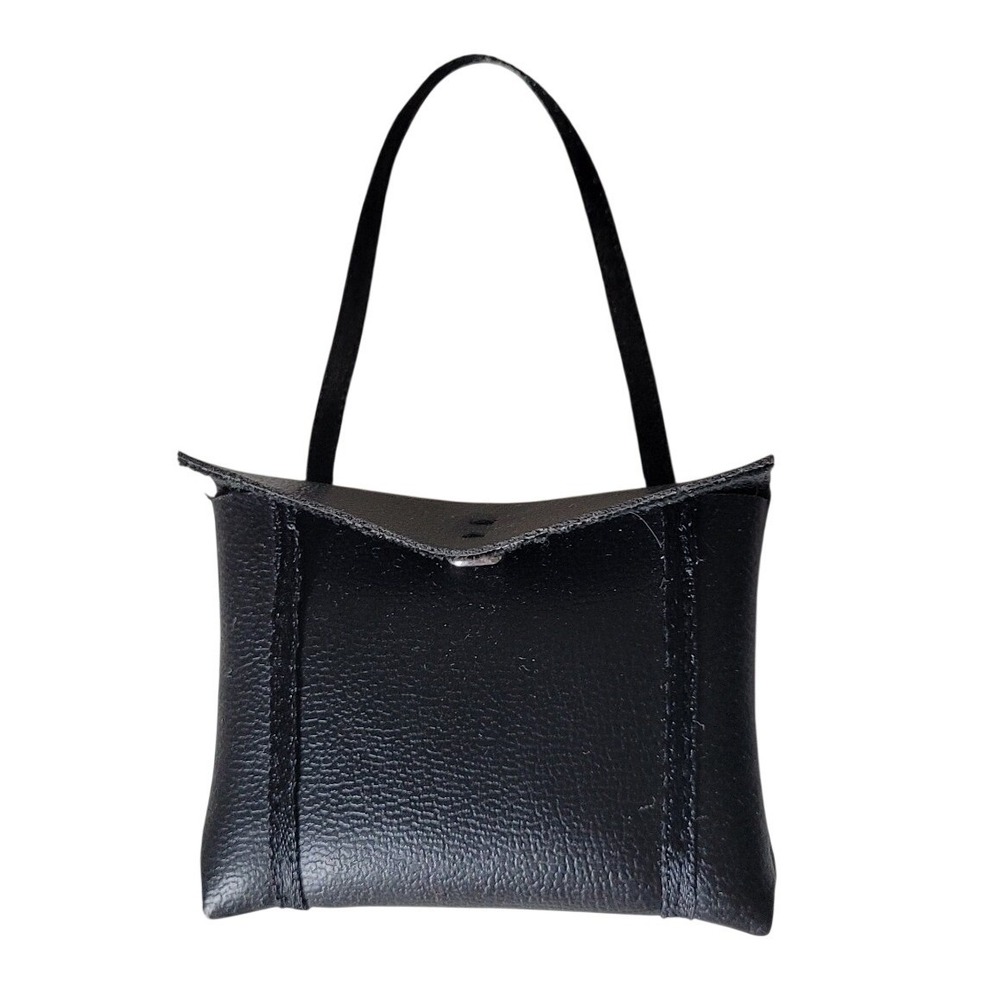 Handcrafted Black Faux-Leather Mini Tote Bag – 1/6 Scale Doll Purse Accessory